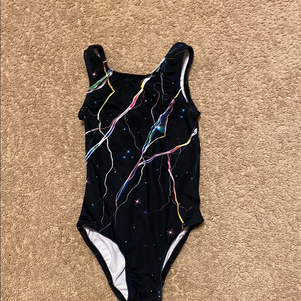 Black Swimsuit with Colorful Lightning Design